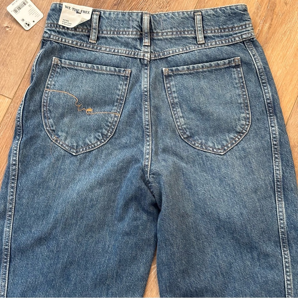 New WE THE FREE ASTER SWARM High‎ Rise Straight Denim Jeans NEW - Picture 15 of 16